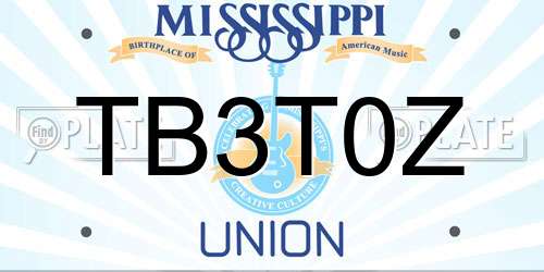 TB3T0Z Mississippi License Plate