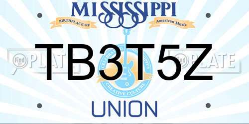 TB3T5Z Mississippi License Plate