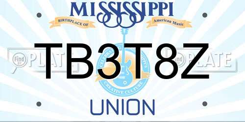 TB3T8Z Mississippi License Plate