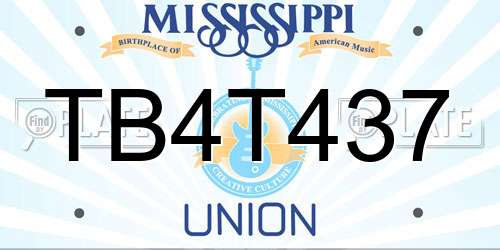 TB4T437 Mississippi License Plate