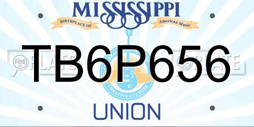 TB6P656 Mississippi License Plate