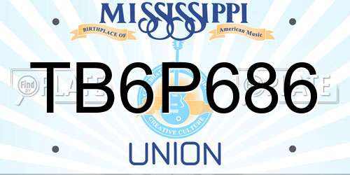 TB6P686 Mississippi License Plate