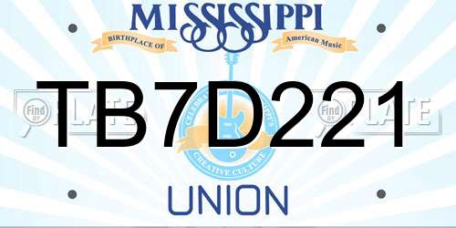 TB7D221 Mississippi License Plate