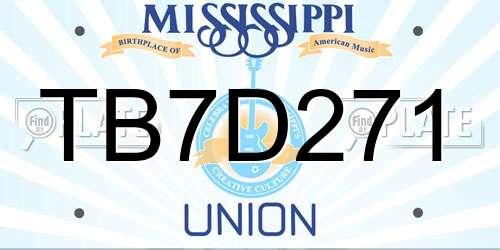 TB7D271 Mississippi License Plate