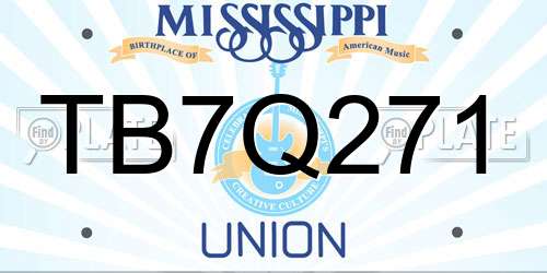 TB7Q271 Mississippi License Plate