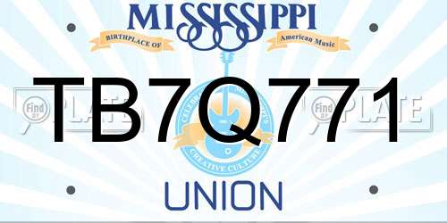 TB7Q771 Mississippi License Plate
