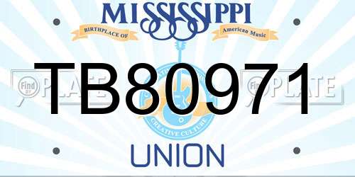 TB80971 Mississippi License Plate