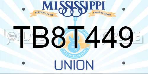 TB8T449 Mississippi License Plate
