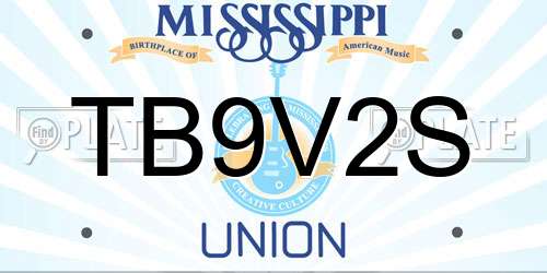 TB9V2S Mississippi License Plate
