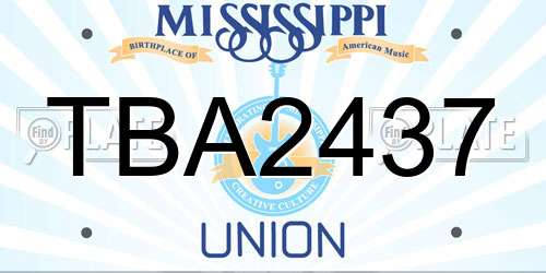 TBA2437 Mississippi License Plate
