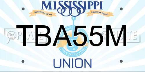 TBA55M Mississippi License Plate