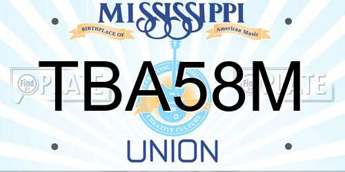 TBA58M Mississippi License Plate