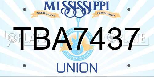 TBA7437 Mississippi License Plate