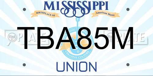 TBA85M Mississippi License Plate