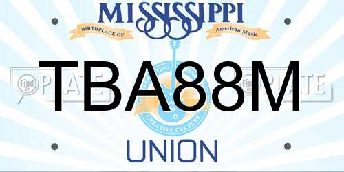 TBA88M Mississippi License Plate