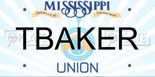 TBAKER Mississippi License Plate