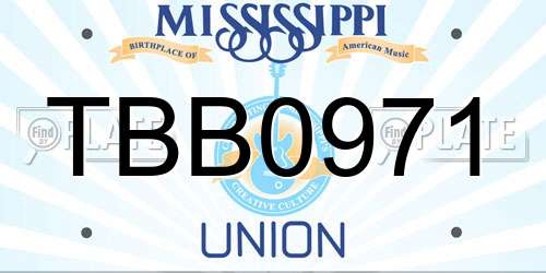 TBB0971 Mississippi License Plate