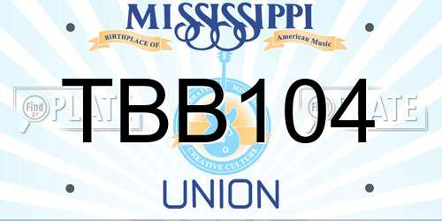 TBB104 Mississippi License Plate