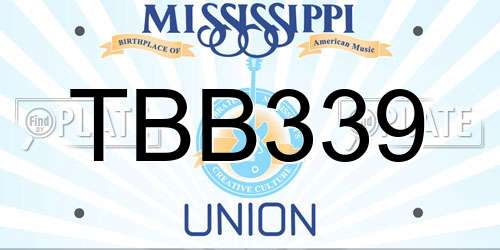 TBB339 Mississippi License Plate