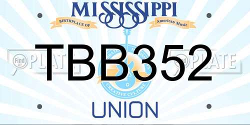 TBB352 Mississippi License Plate