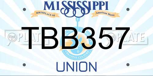 TBB357 Mississippi License Plate