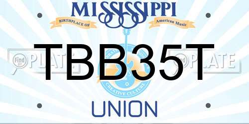 TBB35T Mississippi License Plate