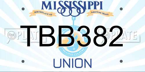 TBB382 Mississippi License Plate