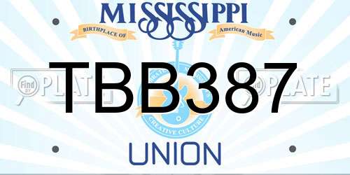 TBB387 Mississippi License Plate