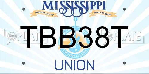 TBB38T Mississippi License Plate
