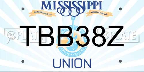 TBB38Z Mississippi License Plate