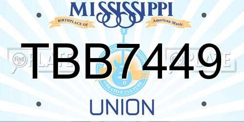 TBB7449 Mississippi License Plate