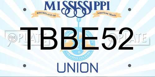 TBBE52 Mississippi License Plate