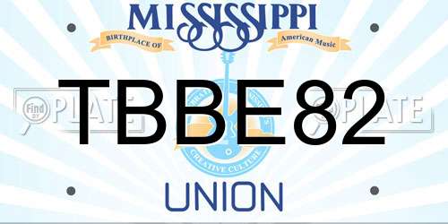 TBBE82 Mississippi License Plate
