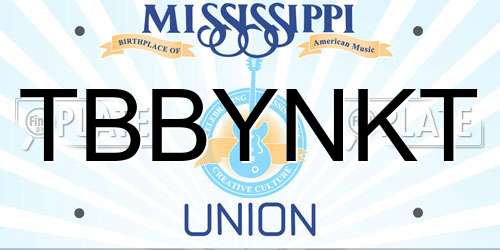 TBBYNKT Mississippi License Plate