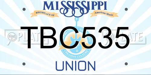 TBC535 Mississippi License Plate