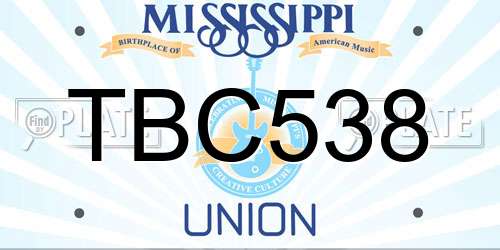 TBC538 Mississippi License Plate