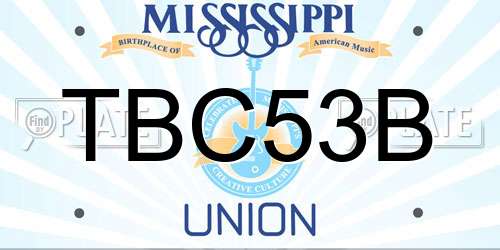 TBC53B Mississippi License Plate