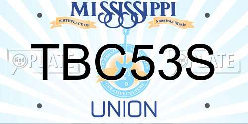 TBC53S Mississippi License Plate