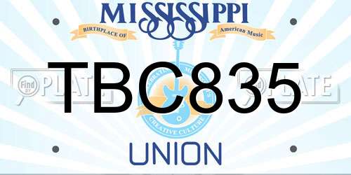 TBC835 Mississippi License Plate