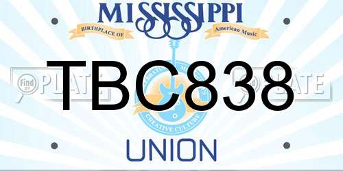 TBC838 Mississippi License Plate