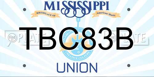 TBC83B Mississippi License Plate
