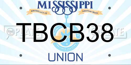TBCB38 Mississippi License Plate
