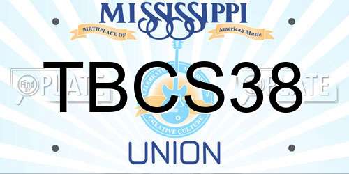 TBCS38 Mississippi License Plate