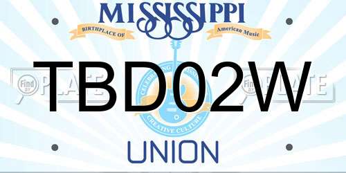 TBD02W Mississippi License Plate