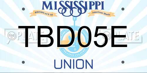 TBD05E Mississippi License Plate