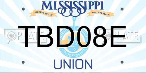 TBD08E Mississippi License Plate