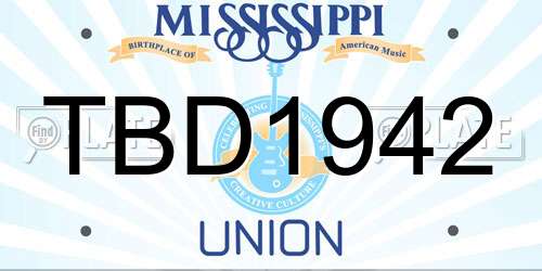 TBD1942 Mississippi License Plate