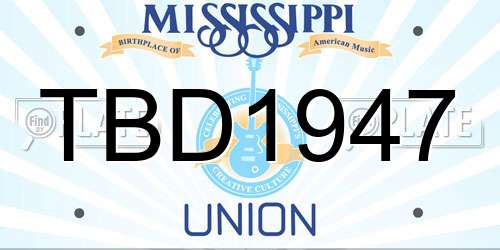 TBD1947 Mississippi License Plate