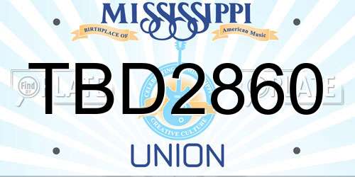 TBD2860 Mississippi License Plate