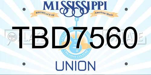 TBD7560 Mississippi License Plate